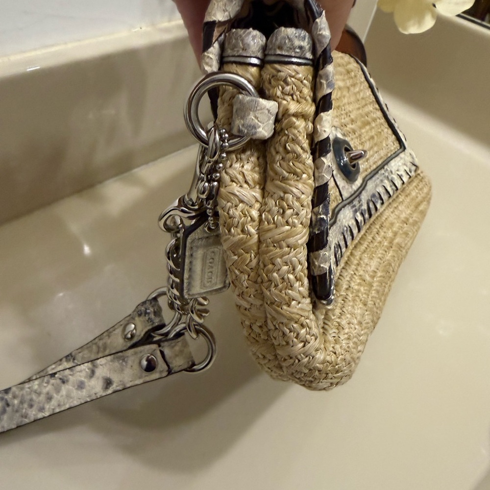 Coach Natalie Straw clutch with Python embossed l… - image 5